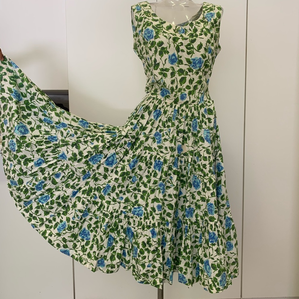 Vintage Floral Sleeveless A-Line Dress